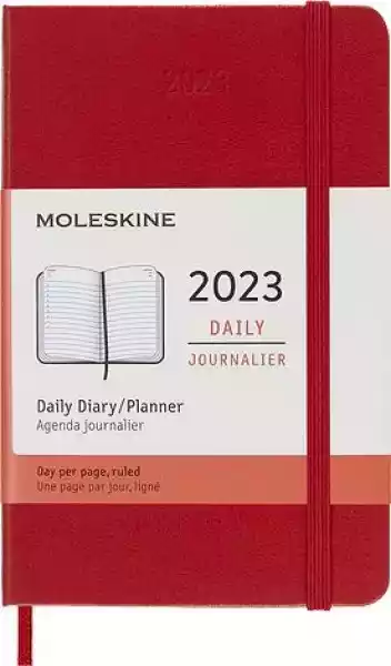 Kalendarz Moleskine 2023 12M P Czerwony Dzienny Twarda Oprawa