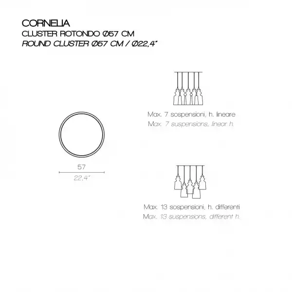 Contardi :: Lampa Wisząca Cornelia Cluster Rotondo Antyczny Różo