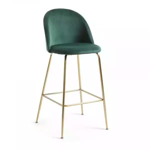 Krzesło Barowe / Hoker Tapicerowane Estella Zielono - Złote