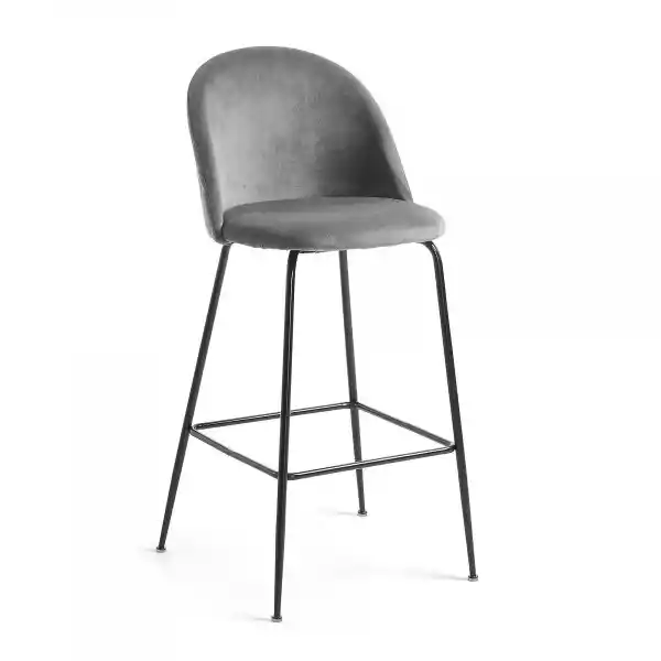 Krzesło Barowe / Hoker Tapicerowane Estella Szare