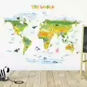 Decowall Duże Naklejki Animowana Kolorowa Mapa Świata Xl