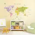Decowall Duża Naklejki  Kolorowa Mapa Świata