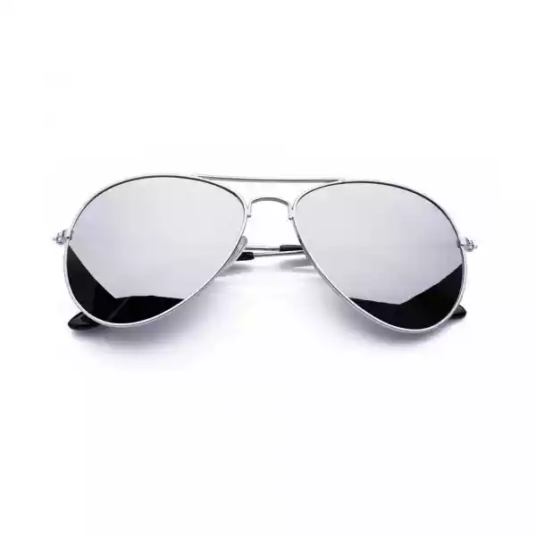 Klasyczne Srebrne Okulary Lustrzanki Przeciwsłoneczne Aviator Pi