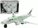 Import Leantoys Samolot Pasażerski Biały Z Zielonymi Elementami Napęd Światła Dź