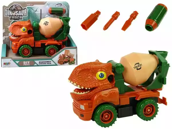 Ciężarówka Betoniarka Dinozaur Do Rozkręcania Pomarańczowy Akces