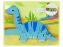 Drewniane Puzzle Dinozaur Brachiosaur Niebieski