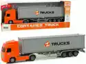 Import Leantoys Ciężarówka Pomarańczowa Napęd Frykcyjny 1:50 Światła Dźwięki
