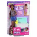Mattel  Lalka Barbie Skipper. Zestaw: Opiekunka Fioletowe Kwiaty + Dzie