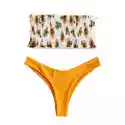 Strój Kąpielowy Dwuczęściowy Bikini Opaska Pomarańczowy