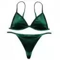 Jedwab Aksamit Bikini Strój Kąpielowy Zielony