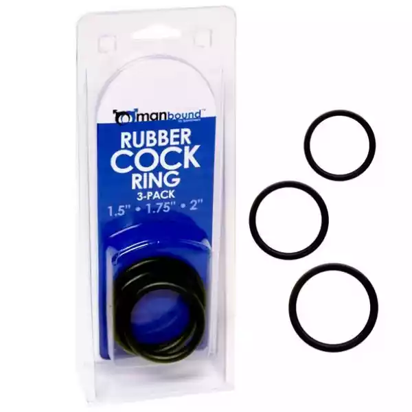 Sexshop - Trzy Pierścienie Gumowe - Manbound Rubber Cock Ring 3-