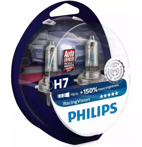 Philips Żarówki H7 Racing Vision +150% Światła 2Szt