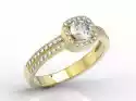 Pierścionek Z Żółtego Złota Z Białym Topazem Swarovski Diamentam