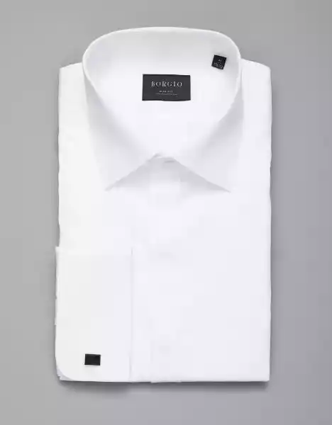 Koszula Męska Bawełniana Mozza Na Spinki Biały Slim Fit 00236