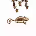 Broszka Srebrna - Kameleon Mały Brązowy
