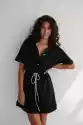 Sukienka Z Prążkowanej Dzianiny W Kolorze Totally Black - Abbie