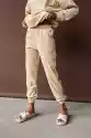 Spodnie Typu Jogger Wykonane Z Weluru W Kolorze Jasnobeżowym - D