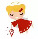 Naklejka Anioł Dziewczyna Z Xmas Dekoracji (Czerwony)