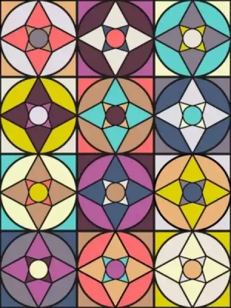 Naklejka Wzór Retro Kształty Geometryczne. Kolorowe Mozaiki.