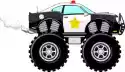 Myloview Naklejka 4X4 Monstertruck Cartoon Samochód Policyjny