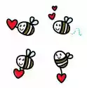 Myloview Naklejka Pszczoła Latający Doodle Ładny Zestaw Z Walentynki Czer