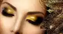 Myloview Obraz Makijaż Mody Glamour. Złoty Glittering Eyeshadows Wakacje