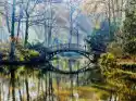 Fototapeta Jesień - Stary Most W Parku Jesienią Misty