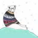 Obraz Boże Narodzenie Karty Z Cute Hipster Niedźwiedzia Polarneg