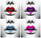 Obraz Collage Of Beauty Sexy Lips Z Kolorowych Farb Kształcie Se