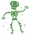 Myloview Naklejka Dancing Skeleton Śliczny Zielony Na Białym Tle