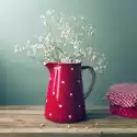 Myloview Obraz Piękne Kwiaty W Czerwonym Dzbanek Na Drewnianym Stole