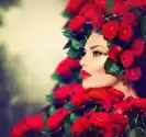 Myloview Obraz Fashion Model Beauty Portret Dziewczyna Z Czerwonych Róż F