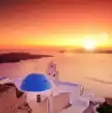 Myloview Obraz Widok Z Kopuły Św Spirou W Fira Na Santorini