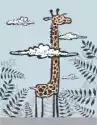Myloview Obraz Funny Żyrafa W Chmurach