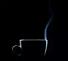 Obraz Beleuchteter Umriss Einer Dampfenden Kubek Kaffee Oder Tee