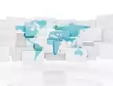 Fototapeta Mapa Świata W 3D Kwadraty