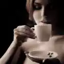 Myloview Obraz Piękne Coffee Drinking Woman. Miejsce Na Tekst