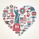 Plakat America Miłości - Kształt Serca Z Wielu Ikon Wektorowych