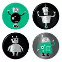 Myloview Naklejka Słodkie Retro Roboty Kolekcja Badget Samodzielnie Na Bi