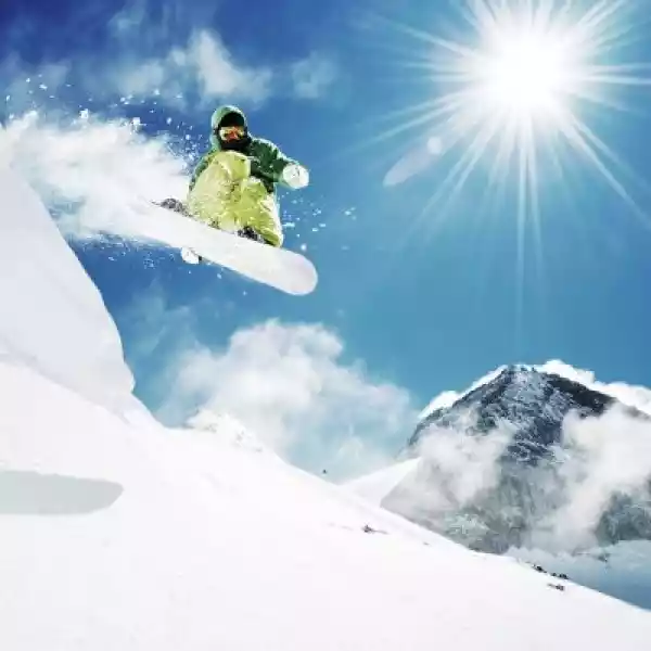 Fototapeta Snowboarder W Górach Inhigh Jump