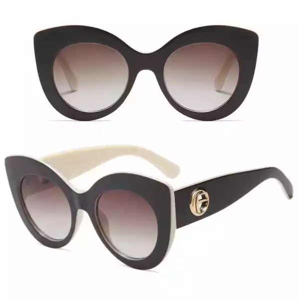 Okulary Przeciwsłoneczne Damskie Kocie Oko Brązowe