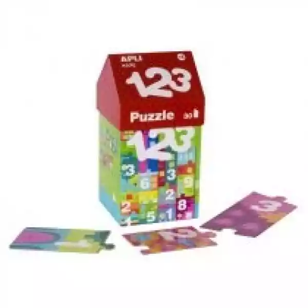  Puzzle W Kartonowym Domku - Cyfry 3+ Apli Kids