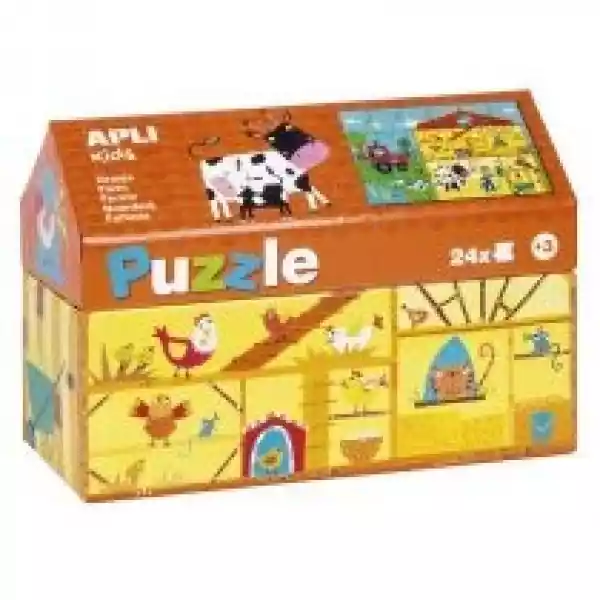  Puzzle W Kartonowym Domku - Na Wsi 3+ Apli Kids