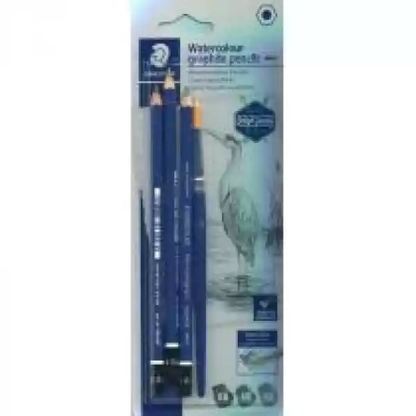 Staedtler Ołówek Akwarelowy 4B, 6B, 8B + Pędzelek 