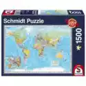 Schmidt  Puzzle  1500 El. Mapa Świata Schmidt