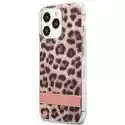 Etui Guess Leopard Electro Stripe Do Apple Iphone 13 Pro Różowy