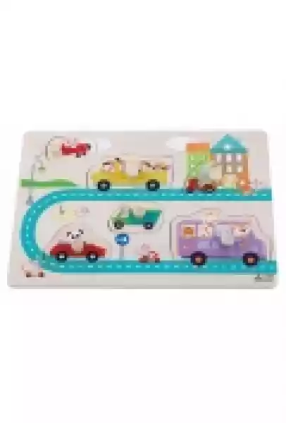 Puzzle Drewniane Ulica (Happy Bus) Dla Dzieci Od 12. Miesiąca Ży