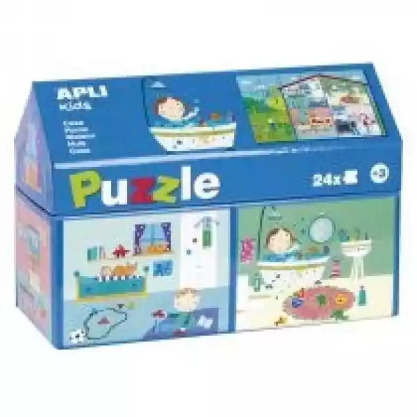  Puzzle W Kartonowym Domku - W Domu 3+ Apli Kids