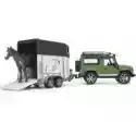 Bruder  Land Rover Z Przyczepą Dla Konia I Figurką Konia 