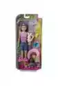 Mattel Barbie Kemping Siostra I Zwierzątko Zestaw + Lalka Hdf71